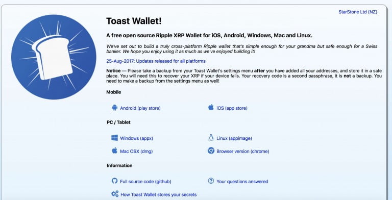 Toast Ripple wallet